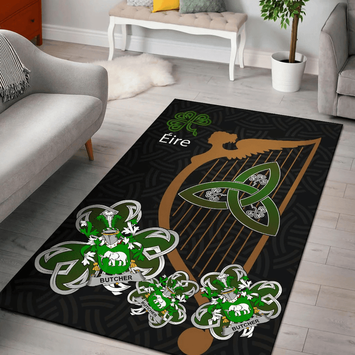AIO Pride Butcher Family Crest Area Rug - Harp And Shamrock