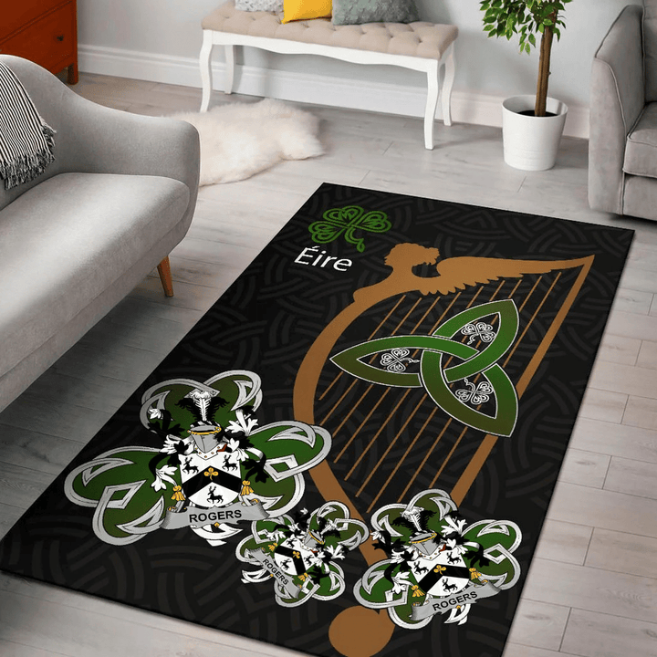 AIO Pride Rogers Family Crest Area Rug - Harp And Shamrock