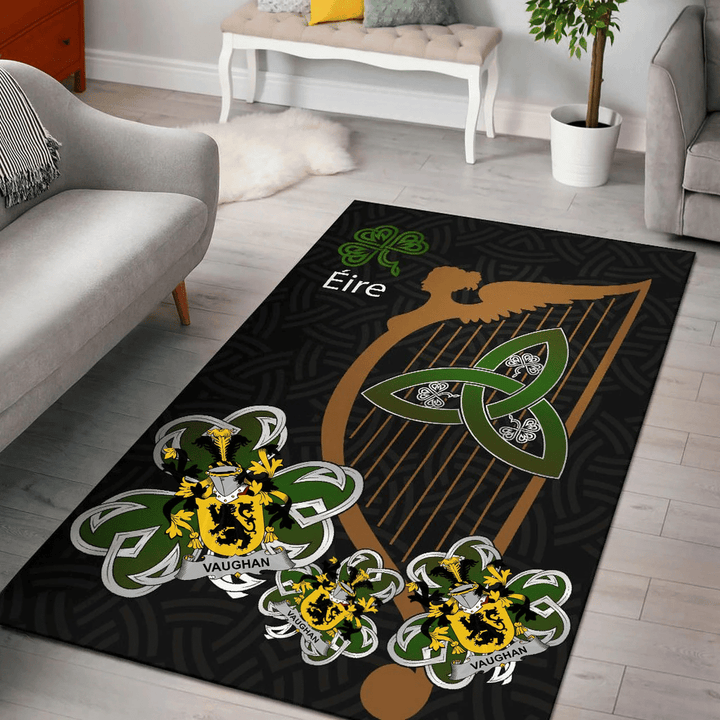 AIO Pride Vaughan Family Crest Area Rug - Harp And Shamrock