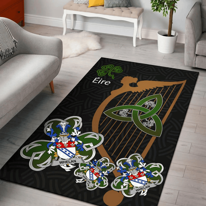 AIO Pride Whelan Family Crest Area Rug - Harp And Shamrock
