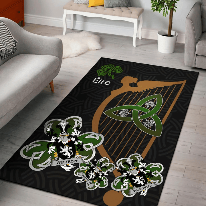 AIO Pride Westropp Family Crest Area Rug - Harp And Shamrock