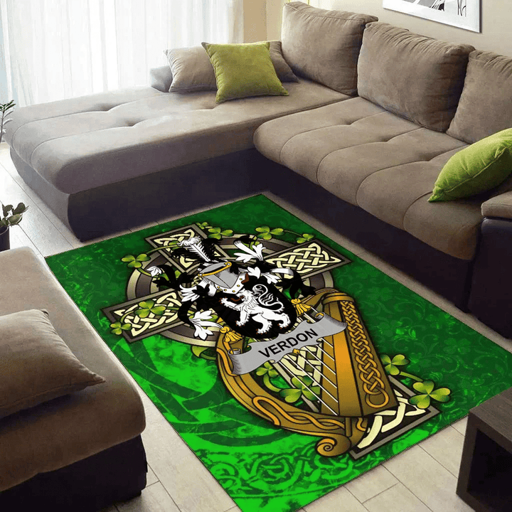 AIO Pride Verdon Family Crest Area Rug - Ireland Coat Of Arms with Shamrock