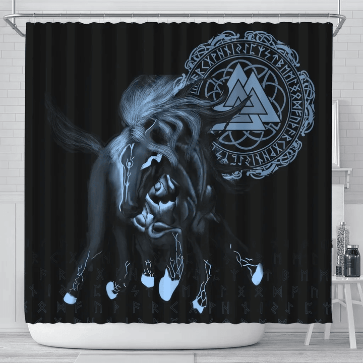 AIO Pride Viking Shower Curtain - Sleipnir Odin Pastel