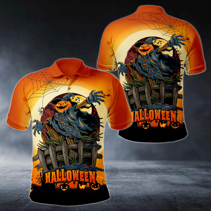 AIO Pride Halloween Pumpkin-headed Scarecrow Polo Shirt