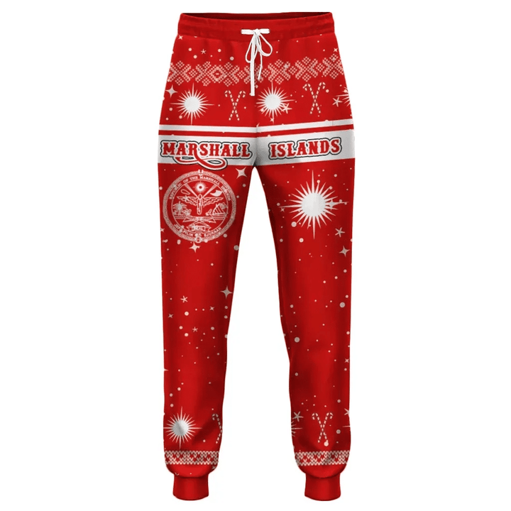 AIO Pride Marshall Islands Coat Of Arms Christmas Jogger Pant - Red - Christmas Style