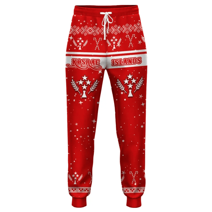 AIO Pride Kosrae Islands Coat Of Arms Christmas Jogger Pant - Red - Christmas Style