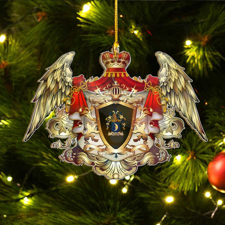 AIO Pride Ammon German Family Crest Christmas Custom Shape Ornament - Golden Heraldic Shield