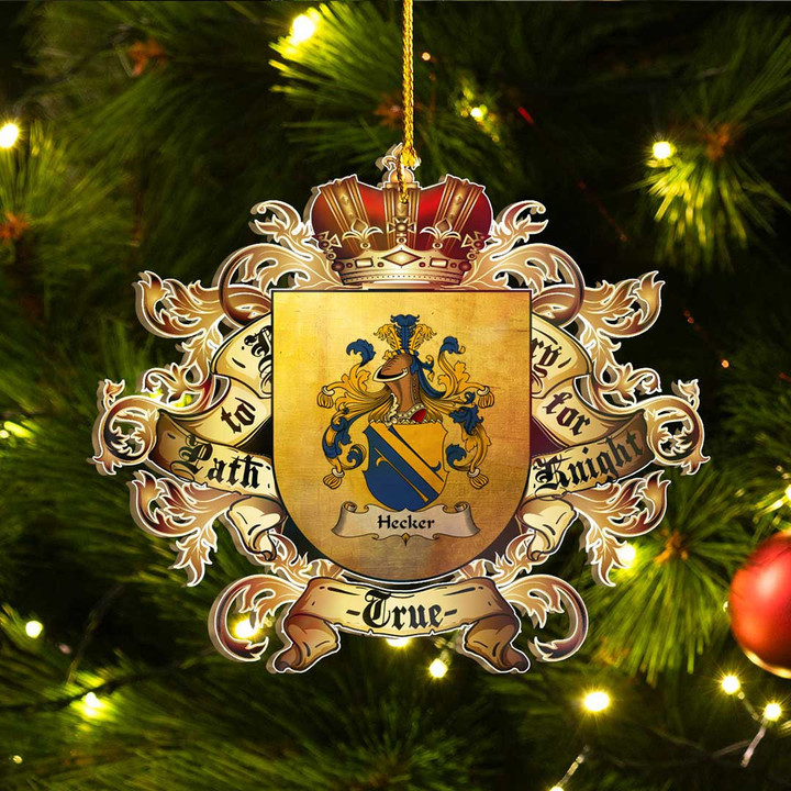 AIO Pride Hecker German Family Crest Christmas Custom Shape Ornament - Heraldic Shield With A Crown
