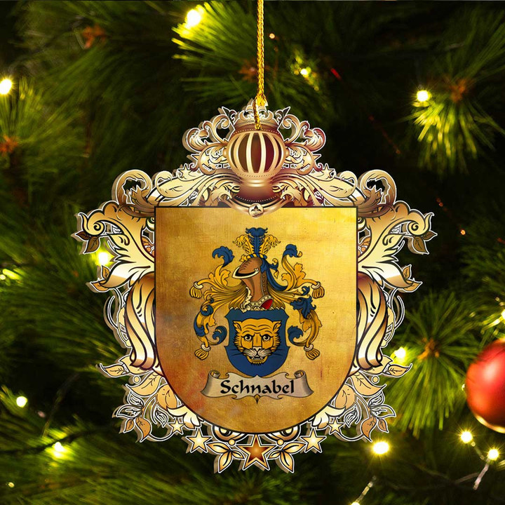 AIO Pride Schnabel German Family Crest Christmas Custom Shape Ornament - Golden Heraldic Shield