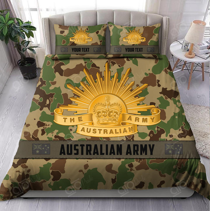 AIO Pride Custom Text Australian Army Camo 3-Piece Duvet Cover Set