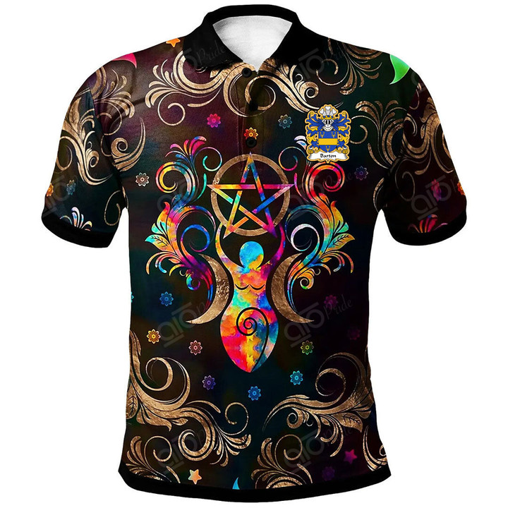 AIO Pride Barton Welsh Family Crest Polo Shirt - Triple Moon Goddess