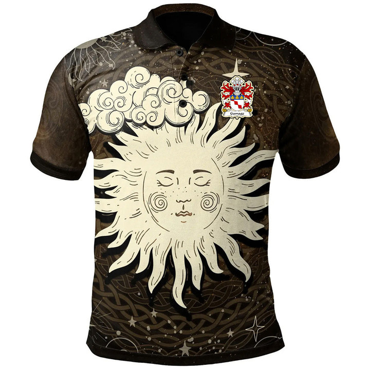 AIO Pride Gamage Lords Of Llanfihangel Monmouthshire Welsh Family Crest Polo Shirt - Celtic Wicca Sun & Moon