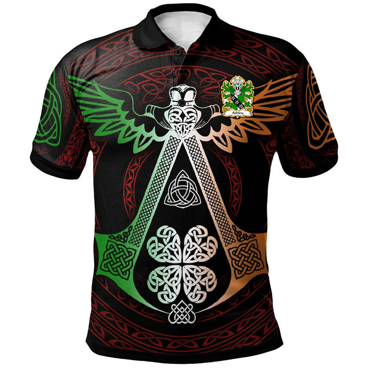 AIO Pride Ashley Caernarfon Welsh Family Crest Polo Shirt - Irish Celtic Symbols And Ornaments