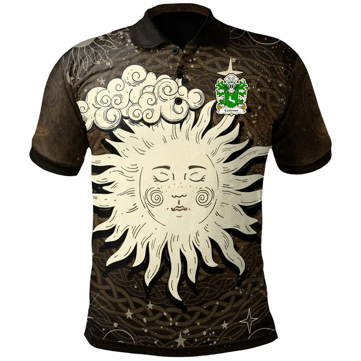 AIO Pride Coetmor Of Llanllechid Caernarfonshire Welsh Family Crest Polo Shirt - Celtic Wicca Sun & Moon