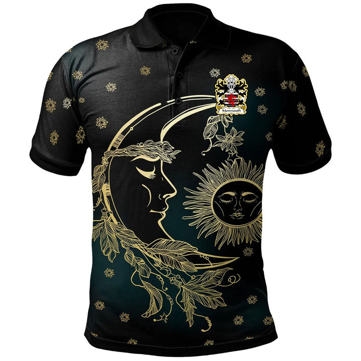 AIO Pride Monmouth Lord Monmouth Welsh Family Crest Polo Shirt - Celtic Wicca Sun Moons