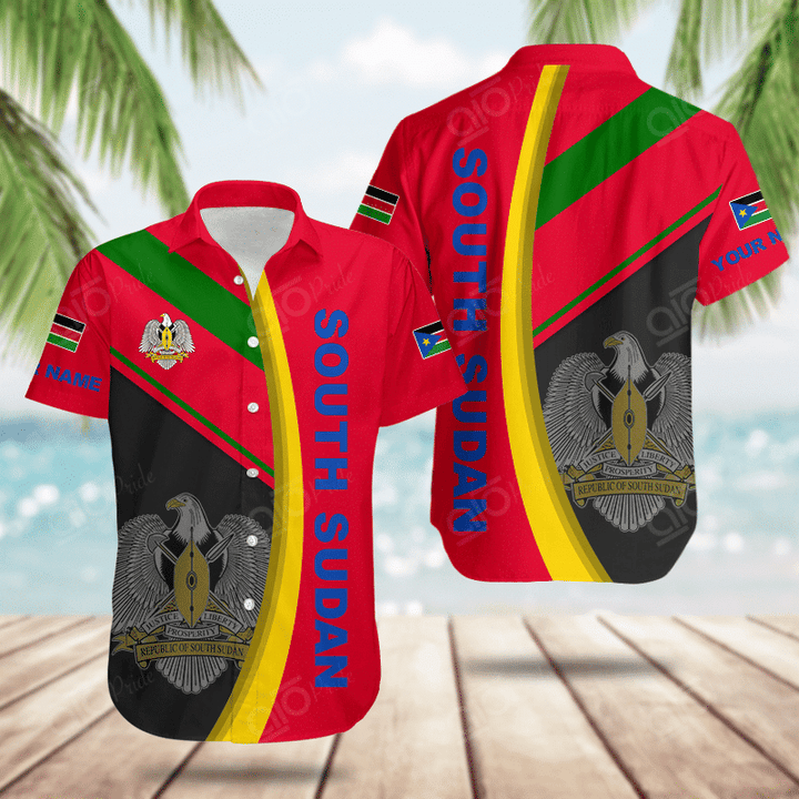 AIO Pride Custom Name South Sudan Basic Form Hawaiian Shirt