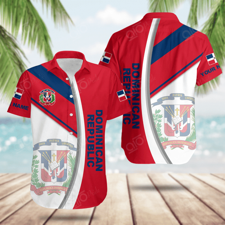 AIO Pride Custom Name Dominican Republic Basic Form Hawaiian Shirt