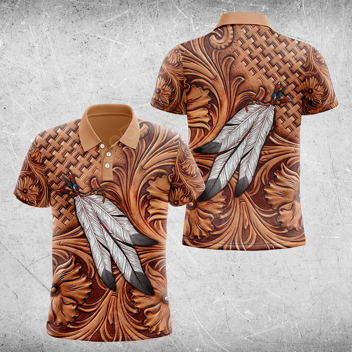 AIO Pride Native American Feathers 3D Pattern Polo Shirt