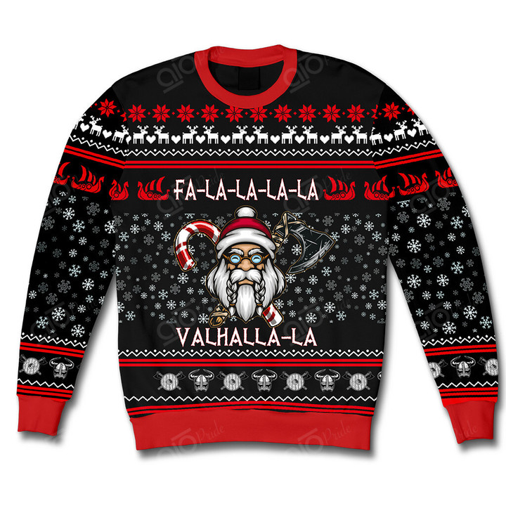 AIO Pride Fa-La-La-La Valhalla-La Viking Christmas Santa Claus Candy Axe Sweatshirt