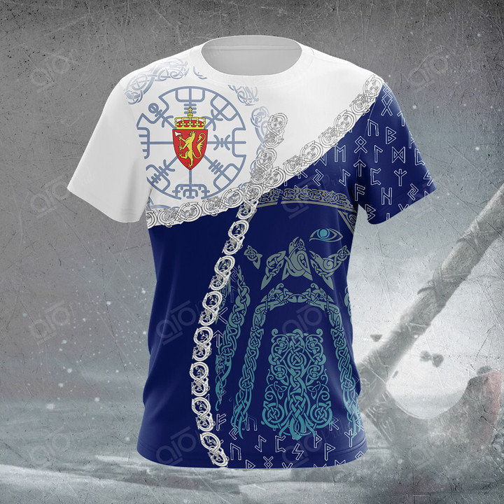 AIO Pride Norway Flag And Coat Of Arms Viking T-shirt