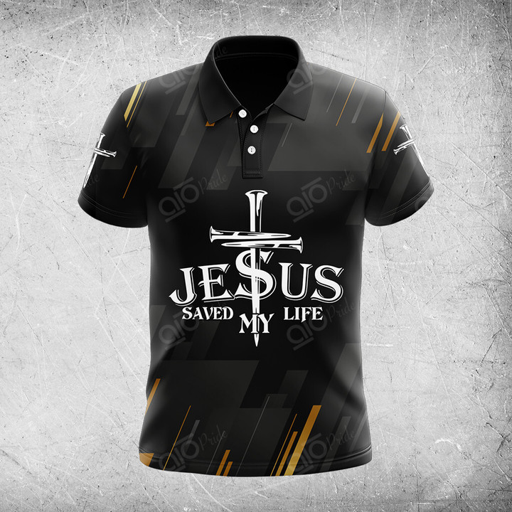 AIO Pride Jesus Save My Life 3D Black Polo Shirt