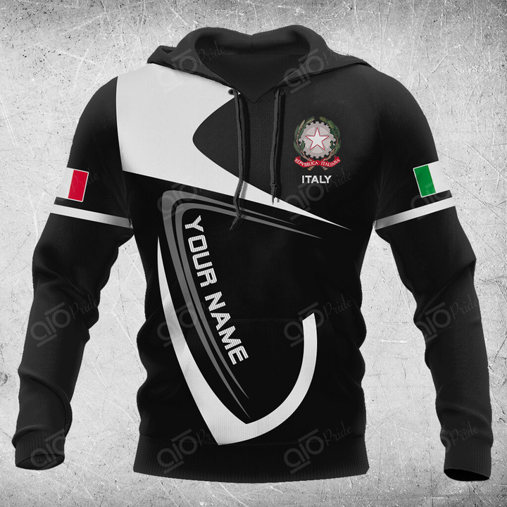 AIO Pride Custom Name Italy Coat Of Arms & Flag Hoodies