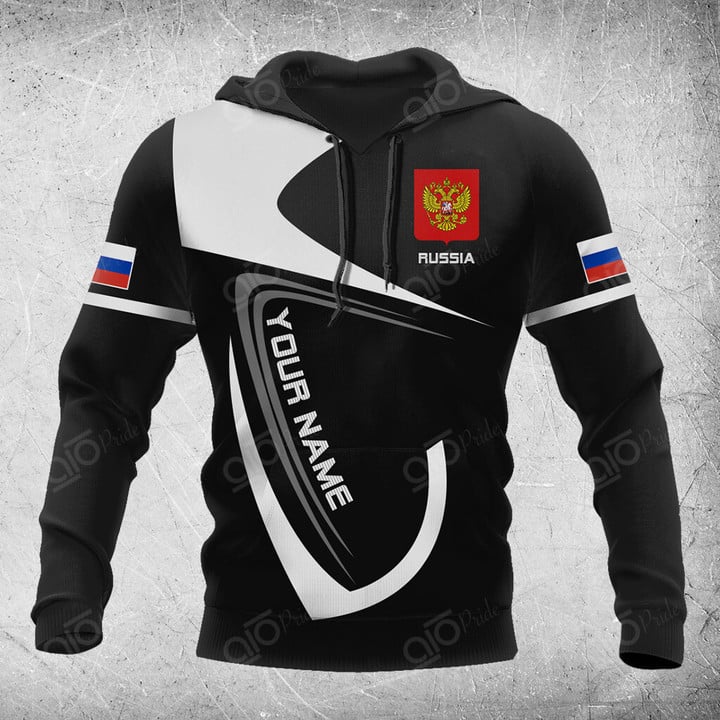 AIO Pride Custom Name Russia Coat Of Arms And Flag Hoodies