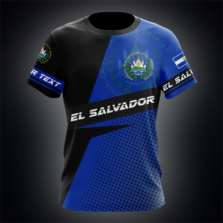 AIO Pride Custom Text El Salvador Flag Square Texture T-shirt