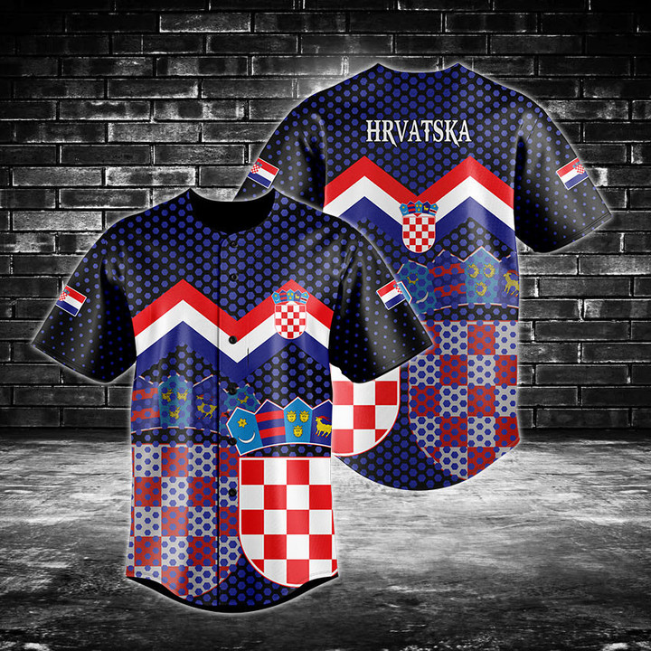 Croatia Coat Of Arms Black Baseball Jersey Shirt