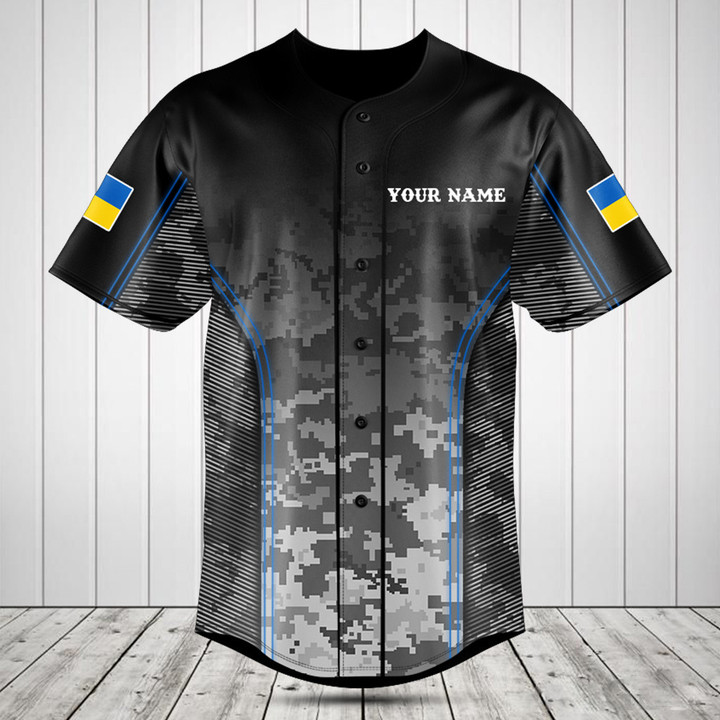 Customize Ukraine Camo Motto Baseball Jersey Shirt