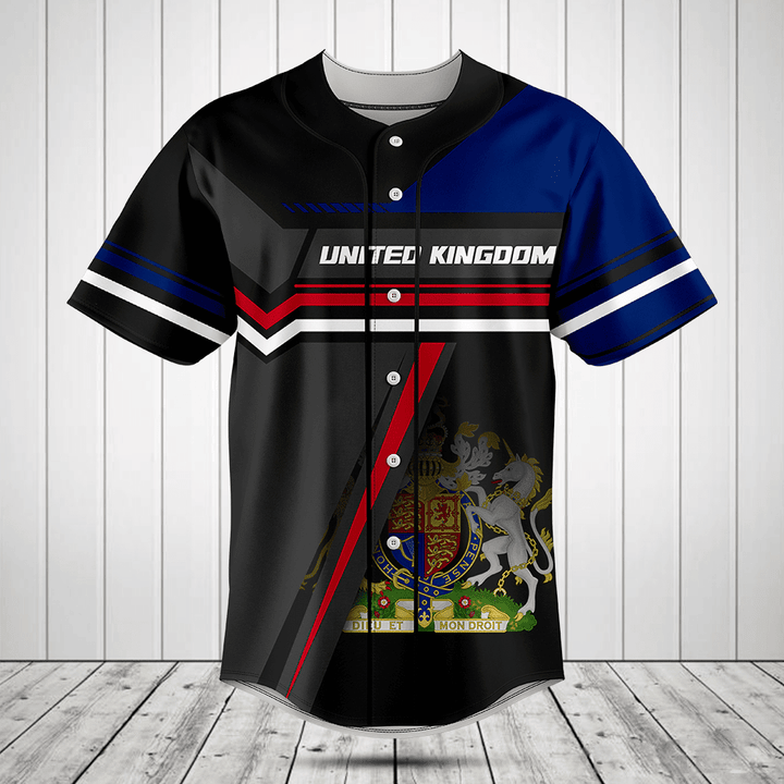 Customize United Kingdom Coat Of Arms 3D Baseball Jersey Shirt