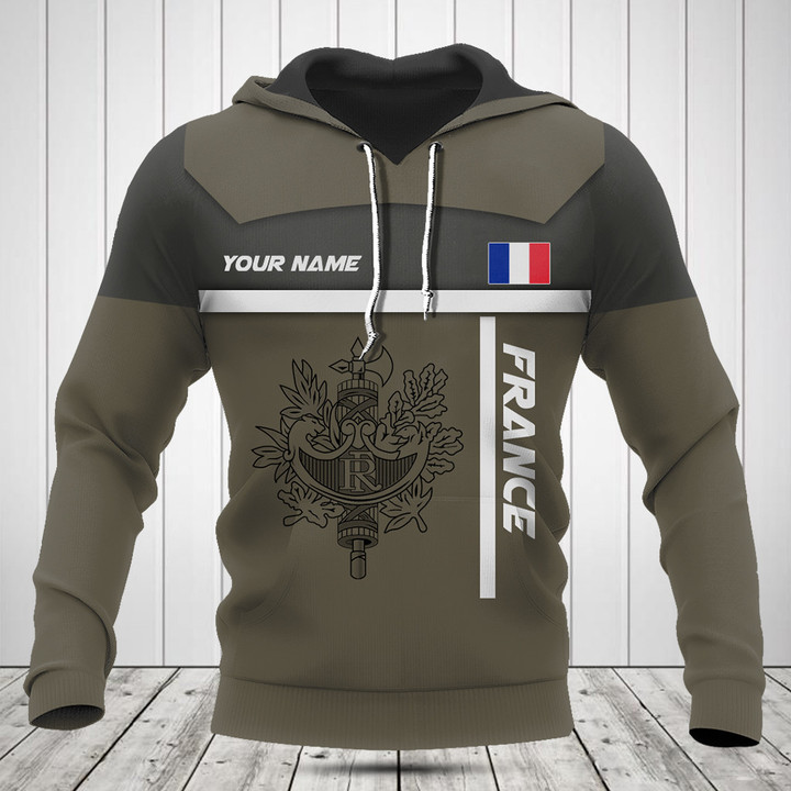 Customize France Coat Of Arms Olive Green Shirts