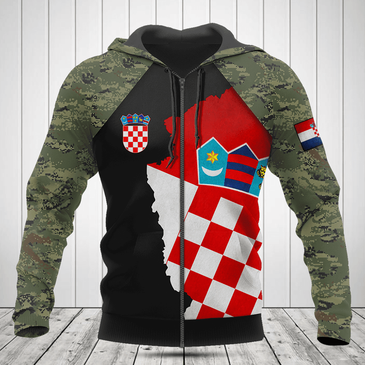 Croatia Coat Of Arms Camouflage Shirts