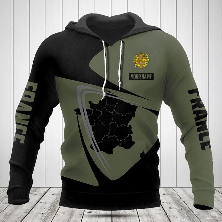Customize France Map Black And Olive Green Shirts