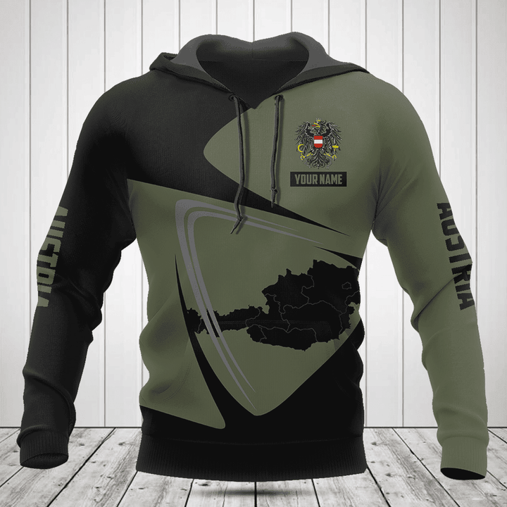 Customize Austria Map Black And Olive Green Shirts