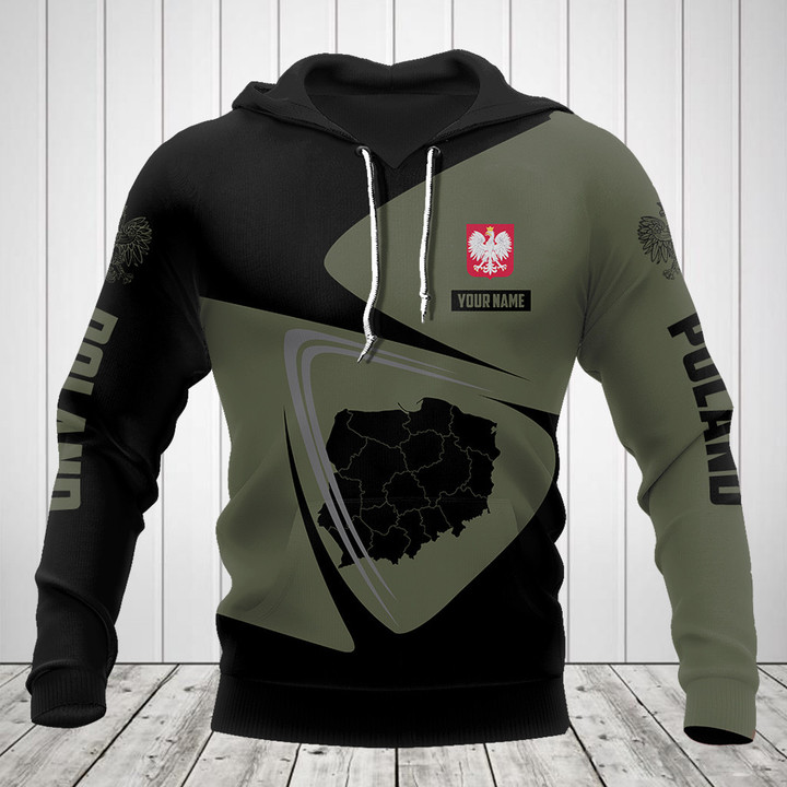 Customize Poland Map Black And Olive Green Shirts