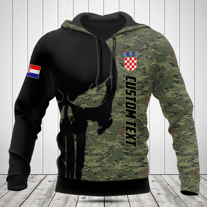 Customize Croatia Black Skull Camouflage Shirts
