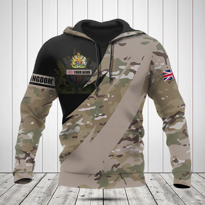 Customize United Kingdom Coat Of Arms Camo Fire Style Shirts