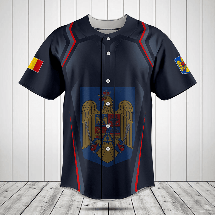 Customize Romania Coat Of Arms Print 3D Special Baseball Jersey Shirt