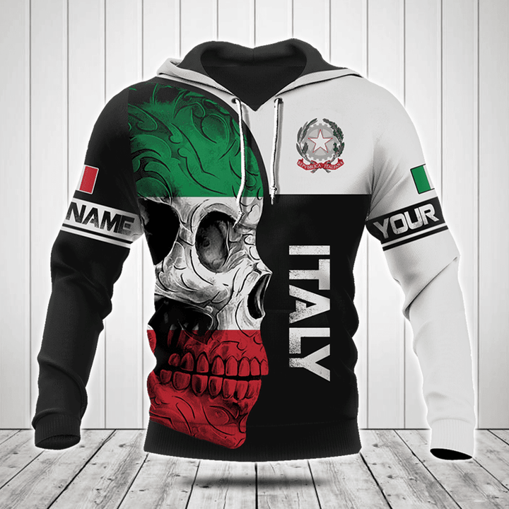 Customize Italy Skull Flag 3D Black And White Shirts