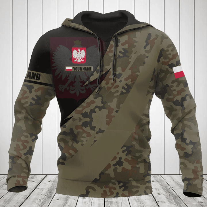 Customize Poland Coat of Arms Camo Fire Style Shirts