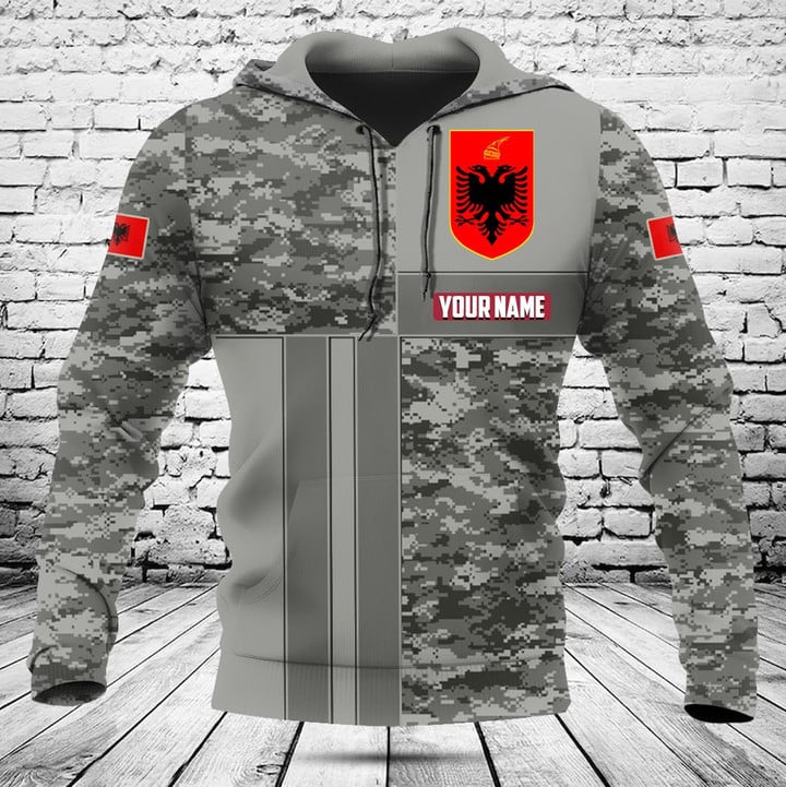 Customize Albania Grey Digital Camo Shirts