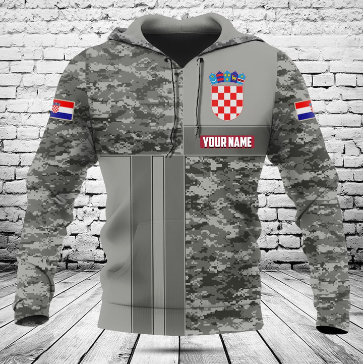 Customize Croatia Grey Digital Camo Shirts