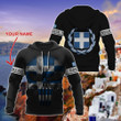 AIO Pride - Customize Greece Coat Of Arms Skull Flag - Black Unisex Adult Hoodies