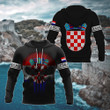AIO Pride - Customize Croatia Coat Of Arms Flag Skull - Black Unisex Adult Hoodies