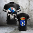 AIO Pride - Custom Name Galicia Coat Of Arms Skull - Black Unisex Adult Shirts
