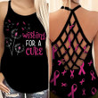 AIO Pride - Breast Cancer Awareness Wishing For a Cure Criss-Cross Back Tank Top