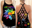 AIO Pride - Autism Awareness Different Not Less Criss-Cross Back Tank Top