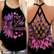 AIO Pride - Breast Cancer Awareness Fight Like A Granddaughter Criss-Cross Back Tank Top