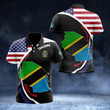 AIO Pride - America And Tanzania Proud Flag Map 3D Unisex Adult Polo Shirt